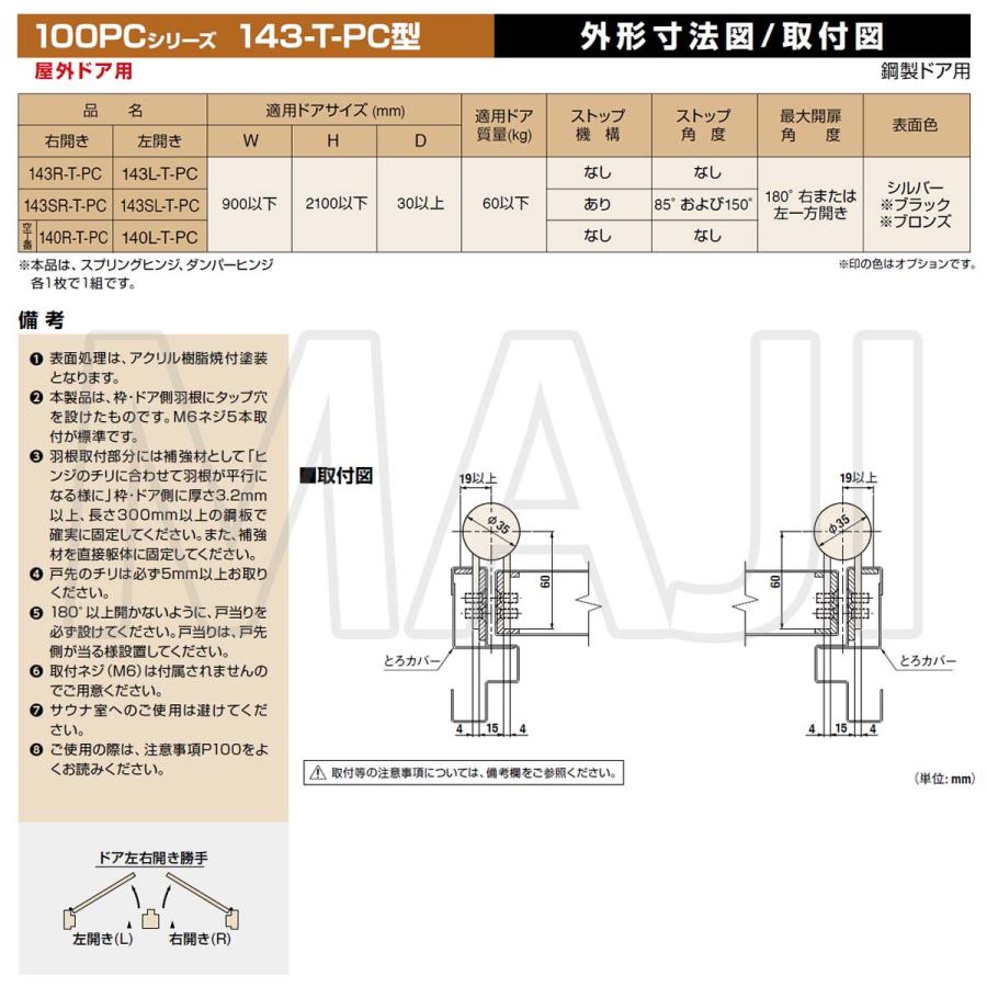 日東工器 日東工器（デンセイ） オートヒンジ丁番型 100PCシリーズ 143