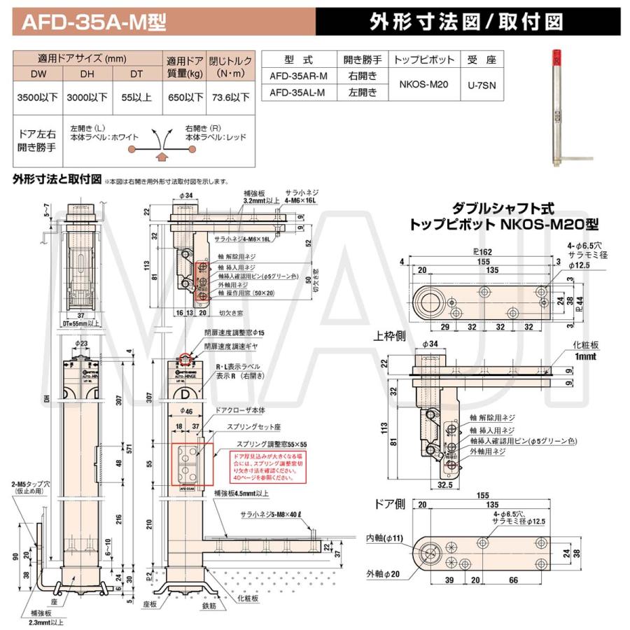 日東工器 日東工器（デンセイ） オートヒンジ中心吊型 AFDシリーズ AFD