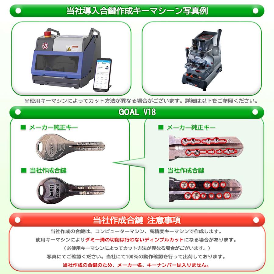 GOAL 鍵 交換 GOAL,ゴール GOAL V-18 美和ロックPMK交換用シリンダー