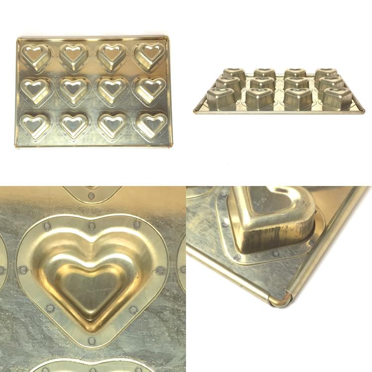 シリコン 加工 黄金 ダブル ハート 型 天板 12個付 ハート型 バレンタイン 松永製作所 半田 ブリキ 空焼き不要 入荷時期によってフチ線の色が変わります Mn02 馬嶋屋菓子道具店 通販 Yahoo ショッピング