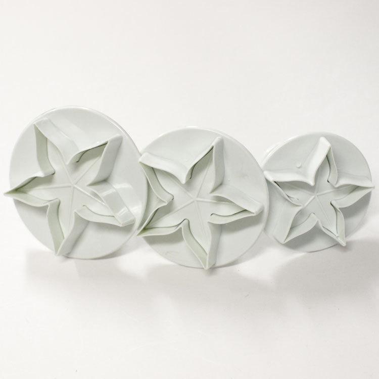 シュガークラフト 抜き型 バネ式 フラワー 花型 3個 プラスチック