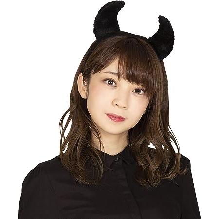 ボアデビルカチューシャ ブラック 悪魔 角 簡易仮装 おそろい