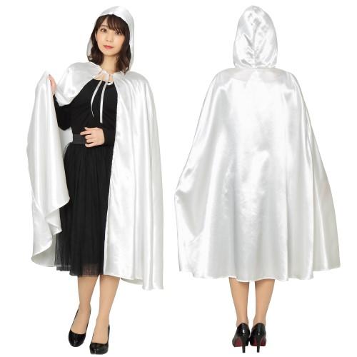 ホワイト フード付きローブ ホワイトマント ハロウィン コスプレ フード付き ケープ ローブ マント
