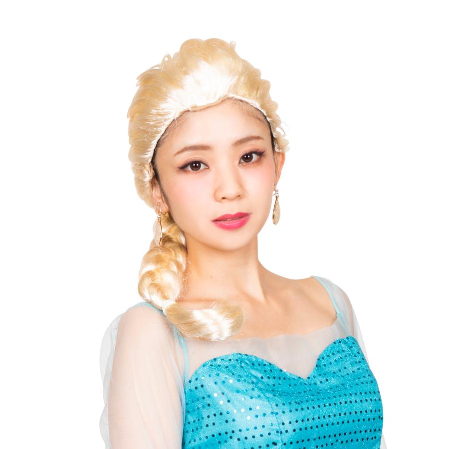 カツランド プラチナみつあみ 金髪 かつら ウィッグ : パーティー