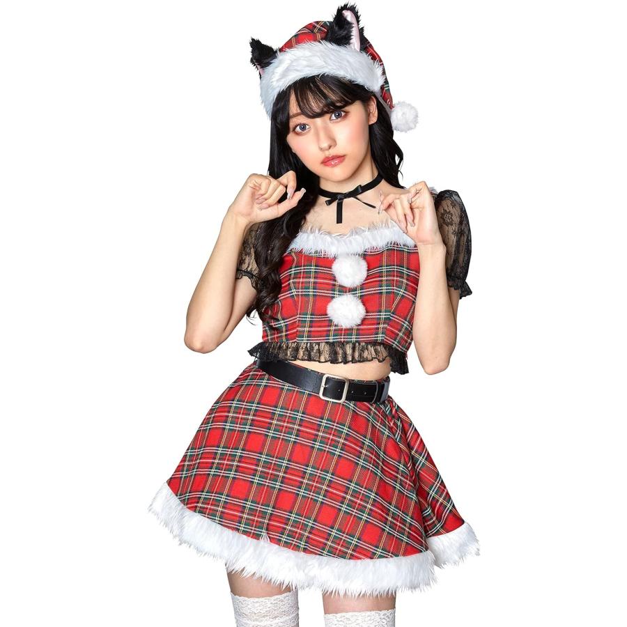 ミミノエル キティチェックサンタ ねこ耳 チェック柄 ミニスカート