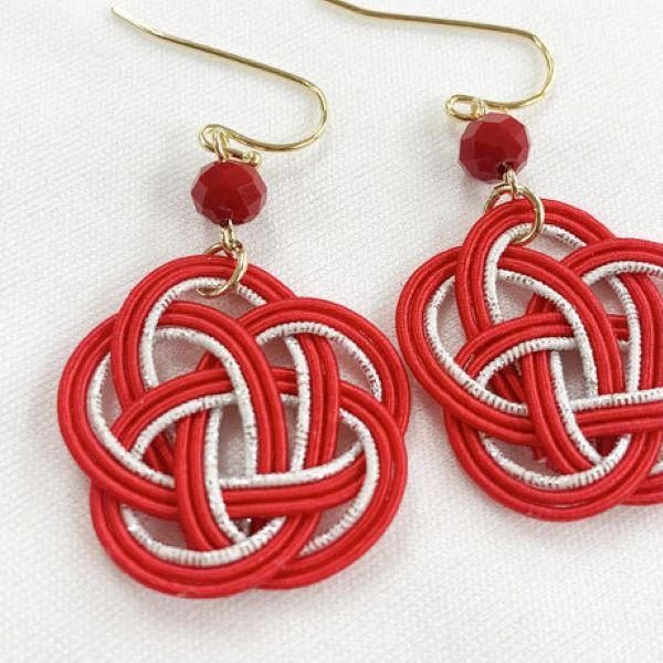 水引ピアス レッド 和柄 和小物 和雑貨 ピアス アクセサリー