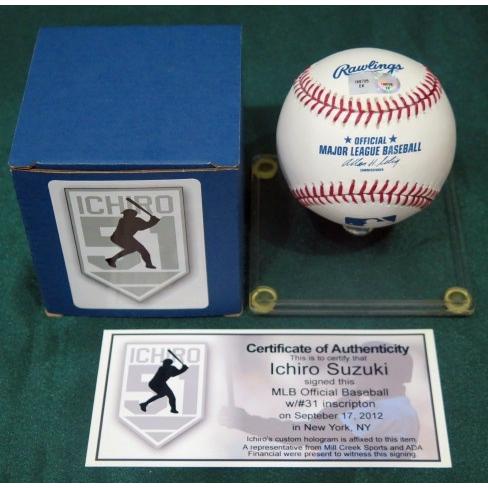 MS】イチロー直筆サイン#31書込MLB公式ボール MLB証明付き! 検 MS】イチロー直筆サイン#31書込MLB公式ボール MLB証明付き! 検