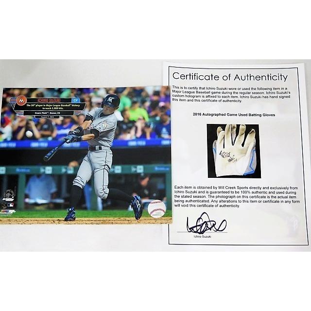イチロー直筆サイン2016年公式戦実使用済バッティンググローブ イチロー直筆サイン2016年公式戦実使用済バッティンググローブ