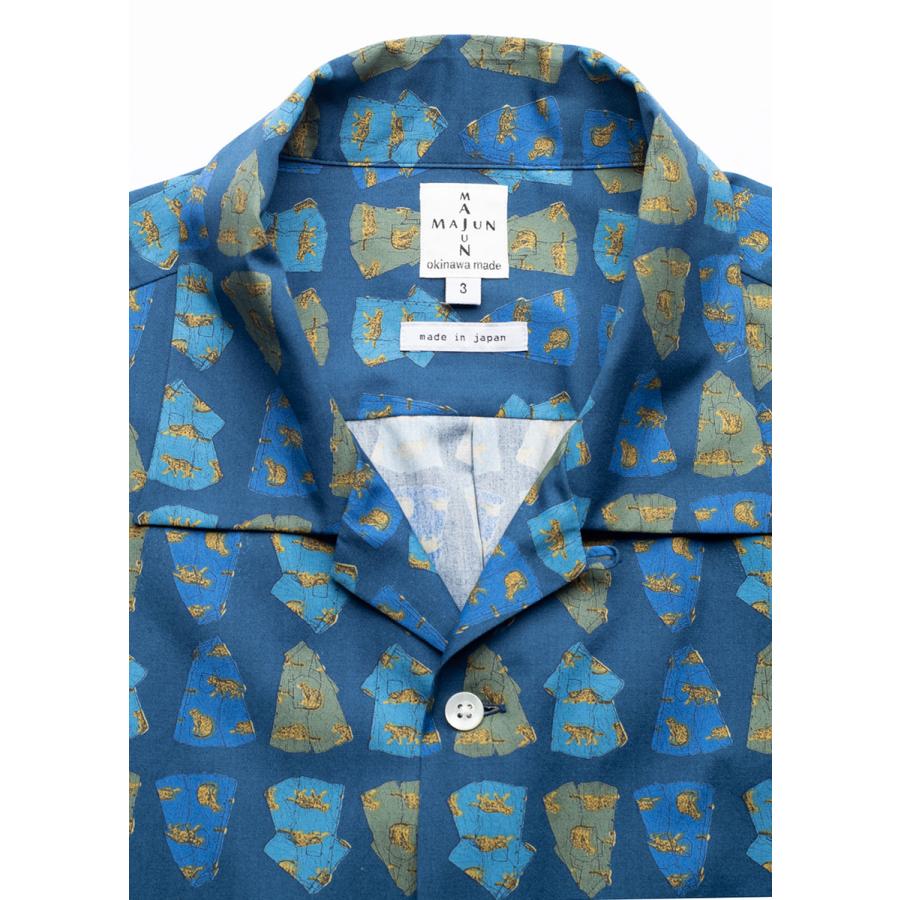 新品　MAJUN メンズM 半袖シャツ　かりゆしシャツ　アロハシャツ　総柄　紺 楽天市場】かりゆしウェア メンズ ☆ 新作 ☆ かりゆし 半袖