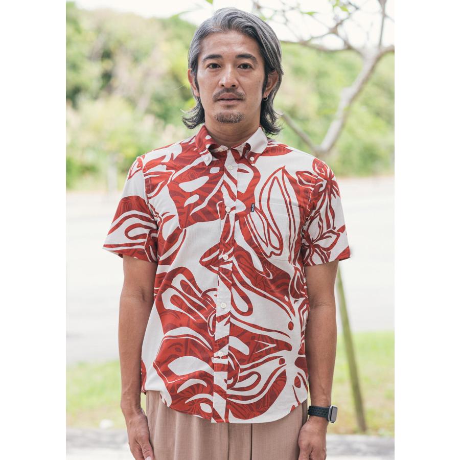 MAJUN かりゆしウェア半袖 ワインレッド(FEM04013S) MAJUN（マジュン） かりゆしウェア 沖縄 アロハシャツ かりゆし 結婚式