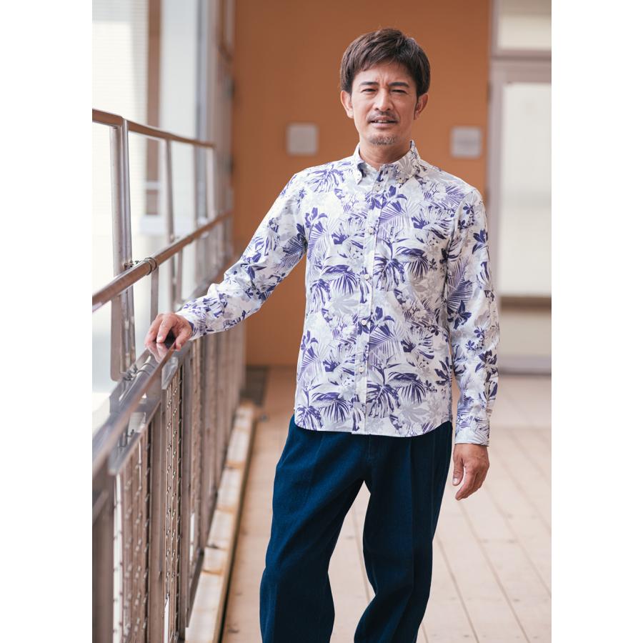 【極美品】MAJUN マジュン 高級 総柄 かりゆしウェア アロハシャツ L MAJUN（マジュン） かりゆしウェア 沖縄 アロハシャツ かりゆし 結婚式