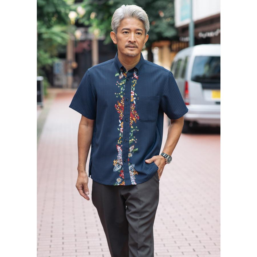 かりゆしウェア 沖縄 アロハシャツ MAJUN マジュン かりゆし 結婚式 メンズ半袖シャツボタンダウン 送料/代引手数料無料 フロラブライトの画像