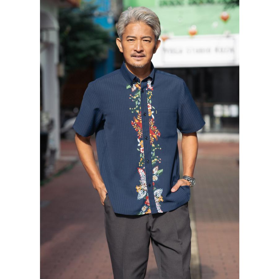 かりゆしウェア 沖縄 アロハシャツ MAJUN マジュン かりゆし 結婚式 メンズ半袖シャツボタンダウン 送料/代引手数料無料 フロラブライトの画像
