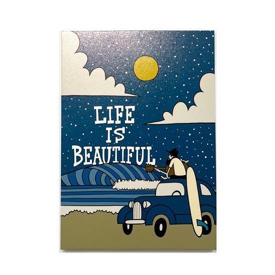 ルーズマン A2 キャンバスアート "LIFE IS BEAUTIFUL"【LOOSEMAN サーフアーティスト 絵 海 波 ハワイアンアート ハワイアン雑貨 インテリア 西海岸】_1
