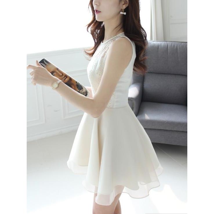 送料無料 ワンピース ミニ ドレス レディース 花柄 オーガンジー Aライン 白 黒 ノースリーブ シースルー 可愛い デート 同窓会 お呼ばれ 食事会 パーティー Ys Makalika Yahoo 店 通販 Yahoo ショッピング