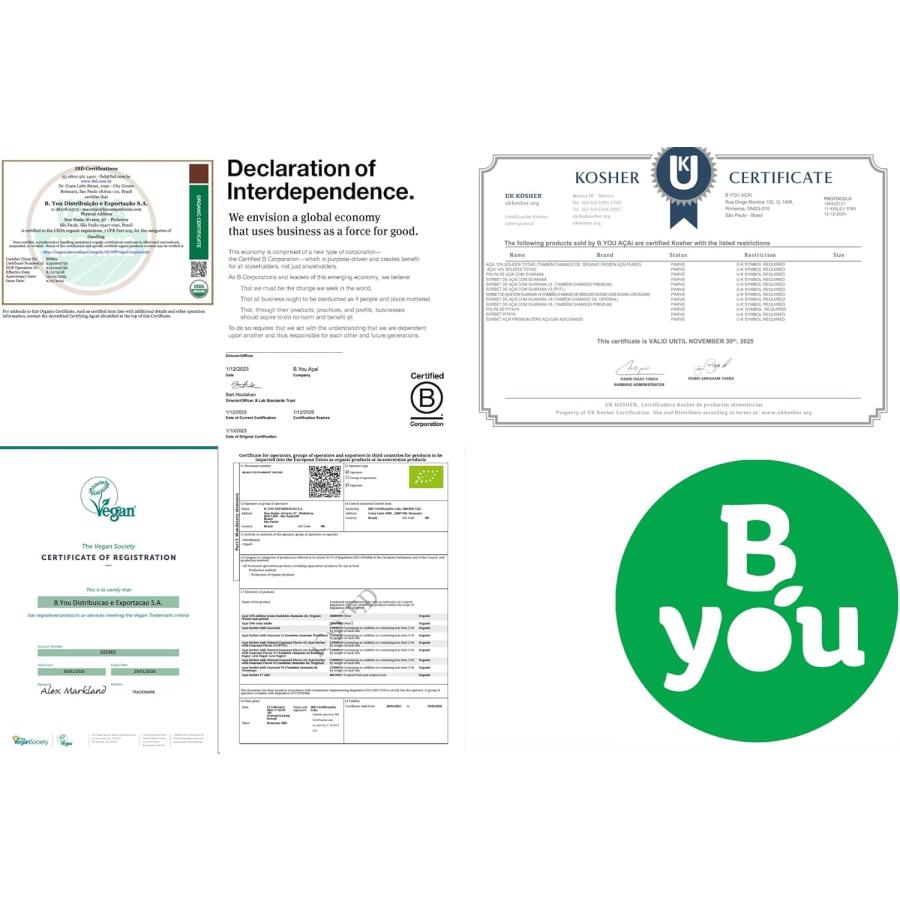 アサイー 無糖 1kg 6セット 計6kg ブラジル直輸入 ピューレ オーガニック 有機JAS認証 USDA・VEGAN・KOSHER・B Corp認証 無添加 最大6kg/選べるサイズ】アサイー 無糖 1kg ブラジル直輸入 ピューレ