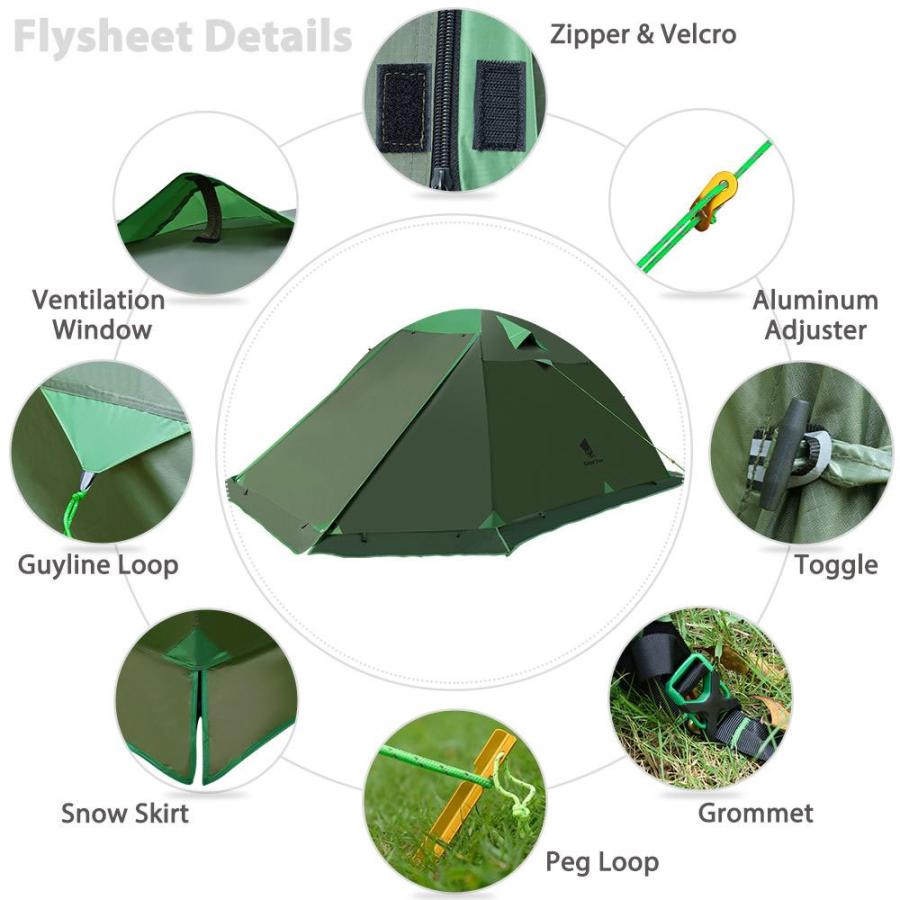 GEERTOP テント⭐️4-6人用 大型 グリーン 防災 アウトドア 秋キャンプ makanainc_gttent-4p-yl
