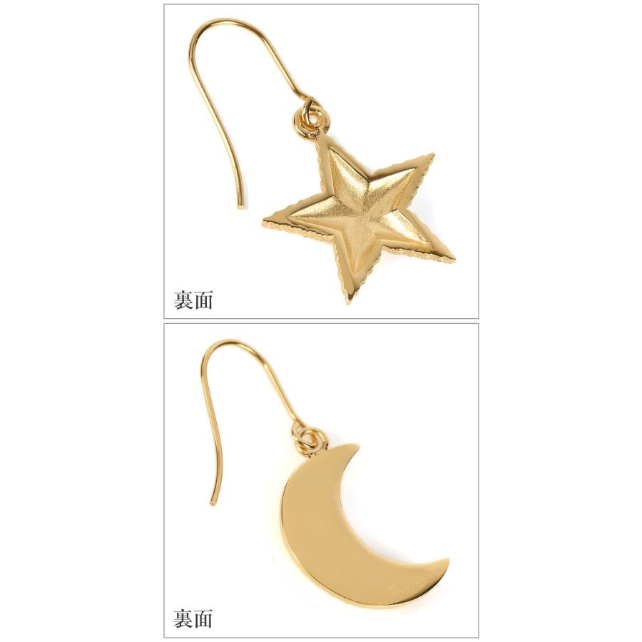 ハワイアンジュエリー jewelry ピアス ステンレス316L サージカル ステンレス イエローゴールド フック タイプ 星 スター 月 ハーフムーン 半月 月と星｜makanilea-by-lma｜05