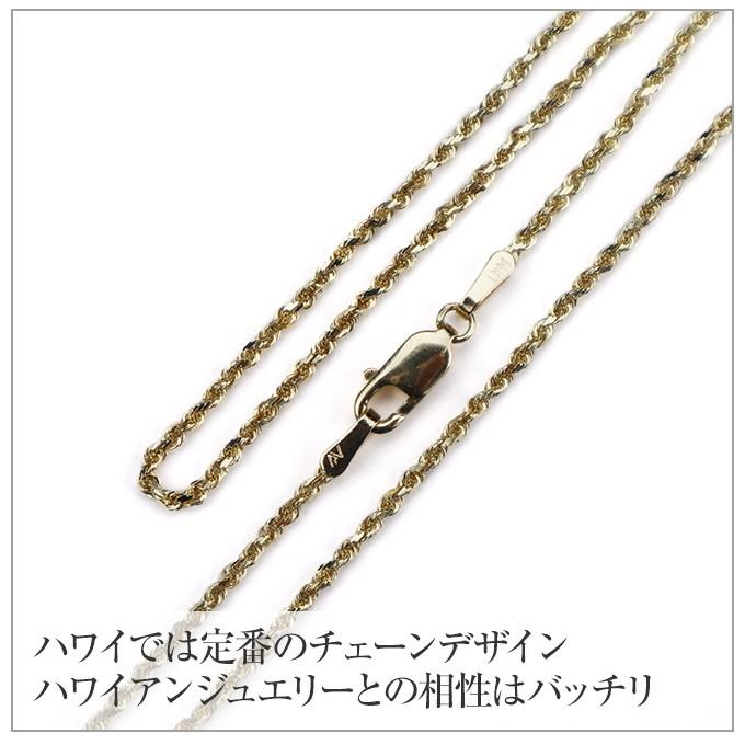 ハワイアンジュエリーネックレス チェーン 14金 イエローゴールド ロープチェーン 長さ40cmｘ太さ1.5mm メンズ レディース 男性用 女性用 14Kの画像