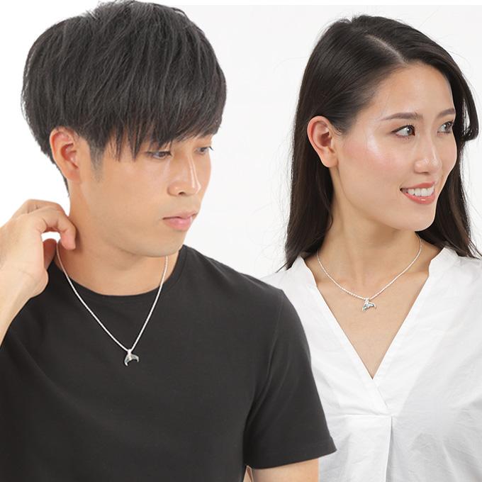 ハワイアンジュエリーネックレス ペンダント ペア レディース メンズ 10代 20代 30代 40代 50代 チェーン付 シルバー925 ホエールテイル 貝 ジルコニアの画像