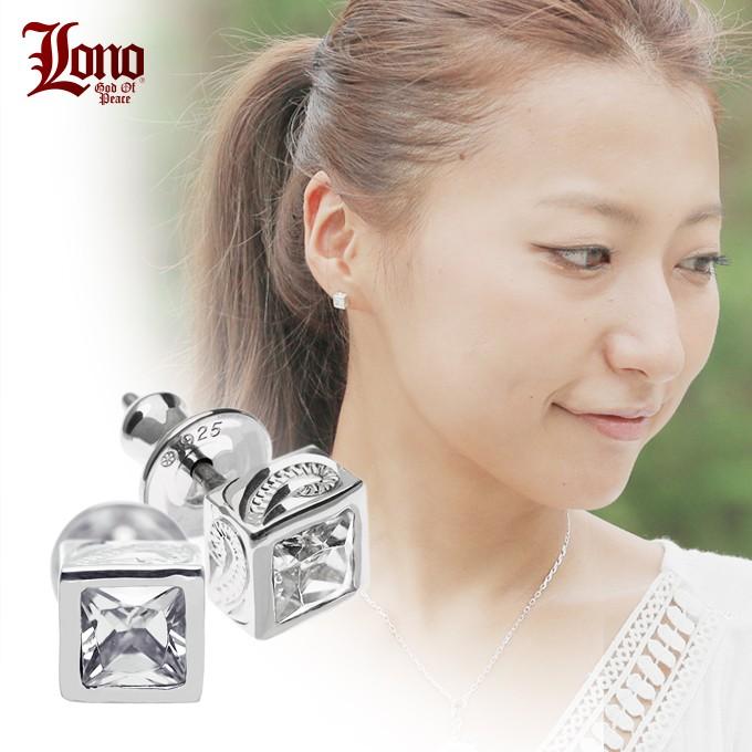 LONO ロノ ハワイアンジュエリーピアス スクエア クリアCZ EQ004+CZ 