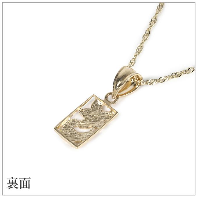 ハワイアンジュエリーネックレス ゴールド ペンダント トップ ヘッド 14金 14K イエローゴールド スクエア プルメリア 波 花 プチの画像