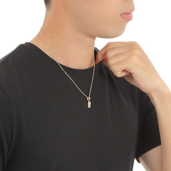 ハワイアンジュエリーネックレス ゴールド ペンダント トップ ヘッド 14金 14K イエローゴールド スクエア プルメリア 波 花 プチの画像