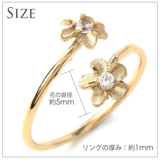 ハワイアンジュエリー jewelry ピンキーリング 指輪 フリーサイズ プルメリア ジルコニア レディース 14K ゴールド 金  2号-8号相当 ｜ゴールドリング｜makanilea-by-lma｜06