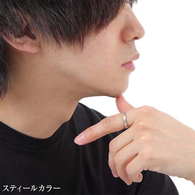 ハワイアンジュエリー指輪 リング 人気 メンズ レディース 選べる3色 ペア レディス ladys mens サージカルステンレス 316L ウエーブ 波柄 スクロールの画像