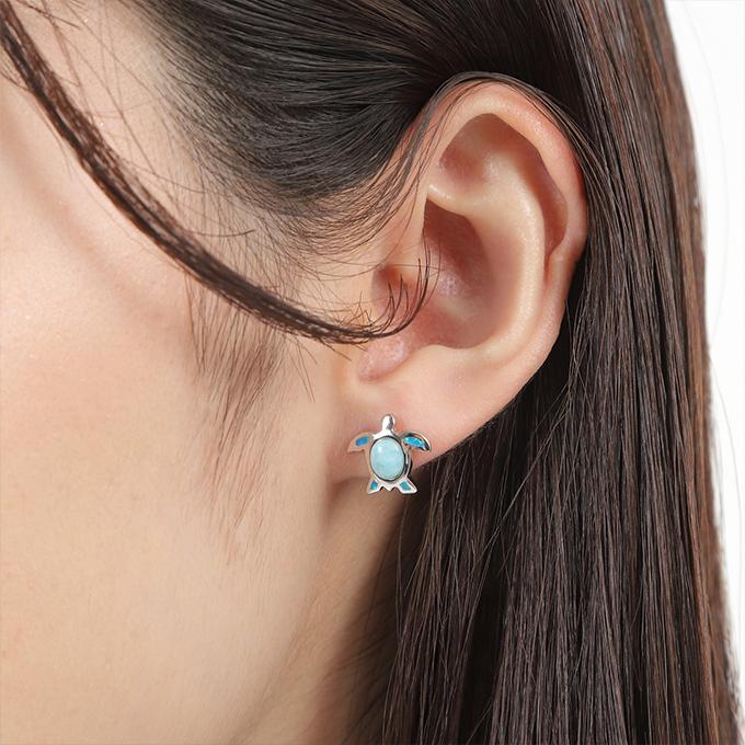 ハワイアンジュエリー jewelry ピアス 天然石 pierce レディース メンズ 10代 20代 30代 40代 50代 シルバー925 ラリマー シンセティック オパール ホヌ 亀 海亀｜makanilea-by-lma｜07