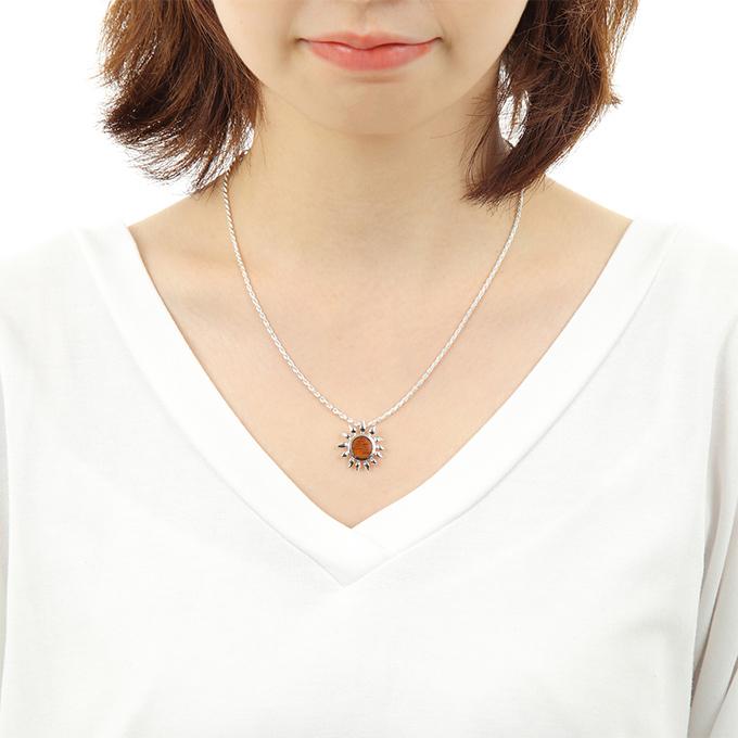 ハワイアンジュエリーネックレス ペンダント チェーン付き トップ ヘッド シルバー925 ロジウム 加工 コアウッド 木 | 太陽 SUN プルメリア 波の画像