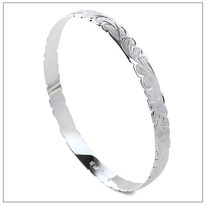 バングル ハワイアンジュエリー レディース シルバー925 8mm カット