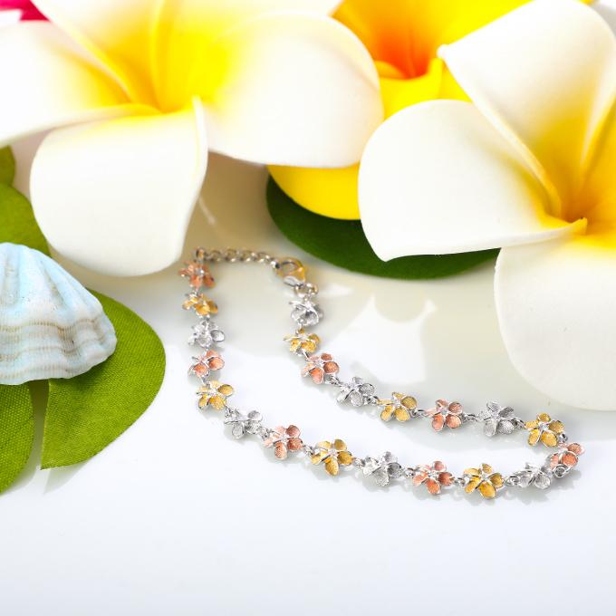 14kハワイアンジュエリープルメリア3カラーチャーム