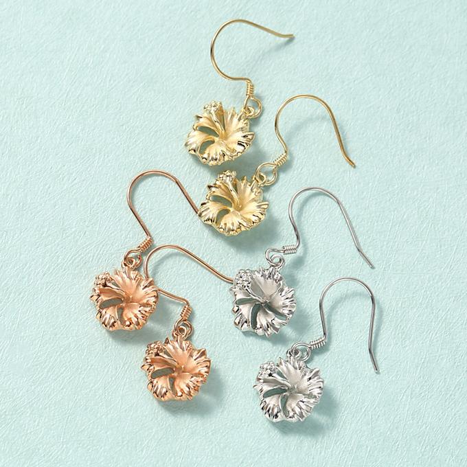 ハワイアンジュエリーピアス ハイビスカス シルバー925 イエロー 