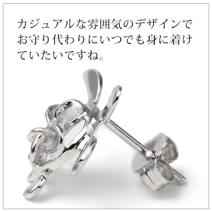 ハワイアンジュエリーピアス プルメリア in ホヌ ロジウム加工 クリアキュービックジルコニア入り ウミガメ 海がめ HONU ホヌ メンズ レディースの画像