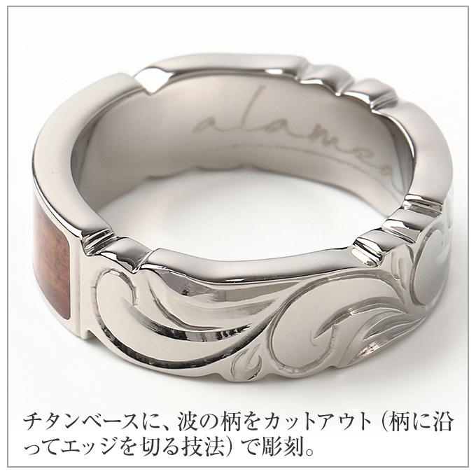 ハワイアンジュエリーリング 指輪 メンズ レディース チタン コア ダイヤモンド アレルギーフリー 波 ピンキーリング 号 ｜ALAMEA 誕生日プレゼントの画像