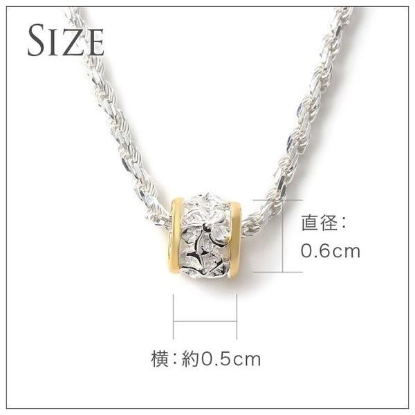 ハワイアンジュエリーネックレス ペンダントトップ ヘッド チェーン付 レディース シルバー925 プルメリア サイドYGの画像