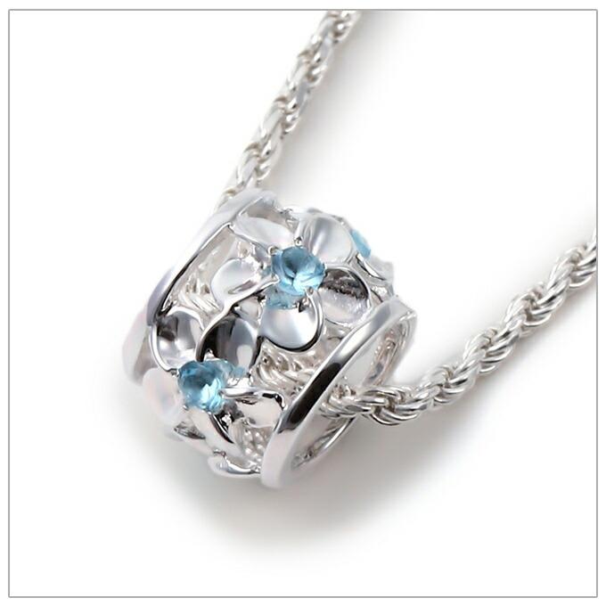 ハワイアンジュエリーネックレス ブルーCZ バレル樽型チューブ