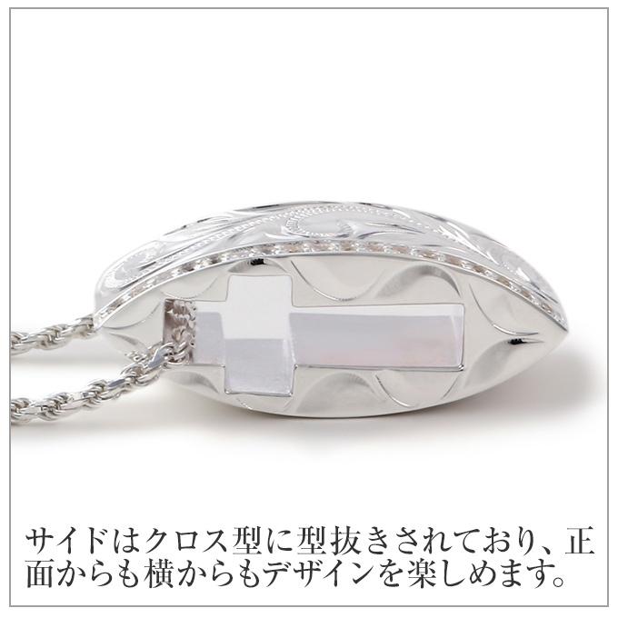 ハワイアンジュエリーペンダントトップ ネックレス レディース メンズ シルバー925 十字架 クロス 波 ヘビーウエイト クリアキュービックジルコニアの画像