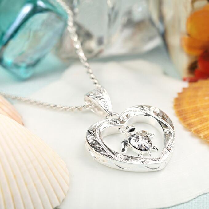 ハワイアンジュエリーネックレス ペンダントトップ ペンダントヘッド レディース シルバー925 ハート プルメリア ホヌ HONU 亀 カメ ヘビーウエイトの画像