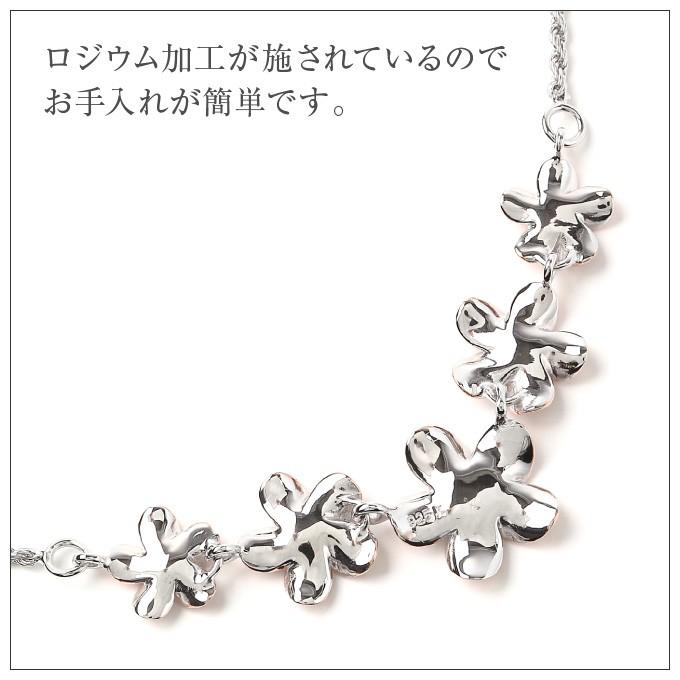 5連プルメリアの ハワイアンジュエリーネックレス KT61 3シルバー925 ロジウム加工 ピンクゴールドコーティングギフト ペンダント メンズ レディースの画像