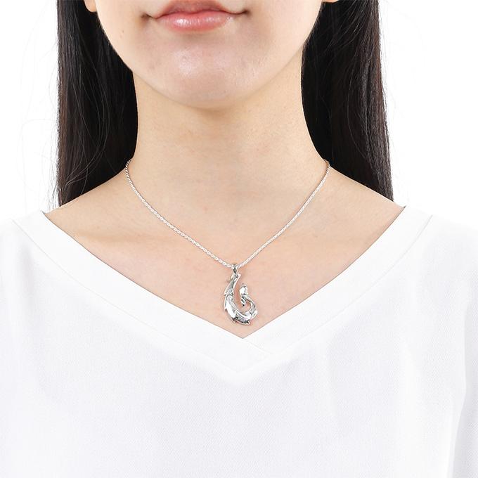 ハワイアンジュエリーネックレス チェーン付き メンズ レディース mens レディス ladys ペンダント シルバー925 ロジウム 加工 フィッシュフックの画像