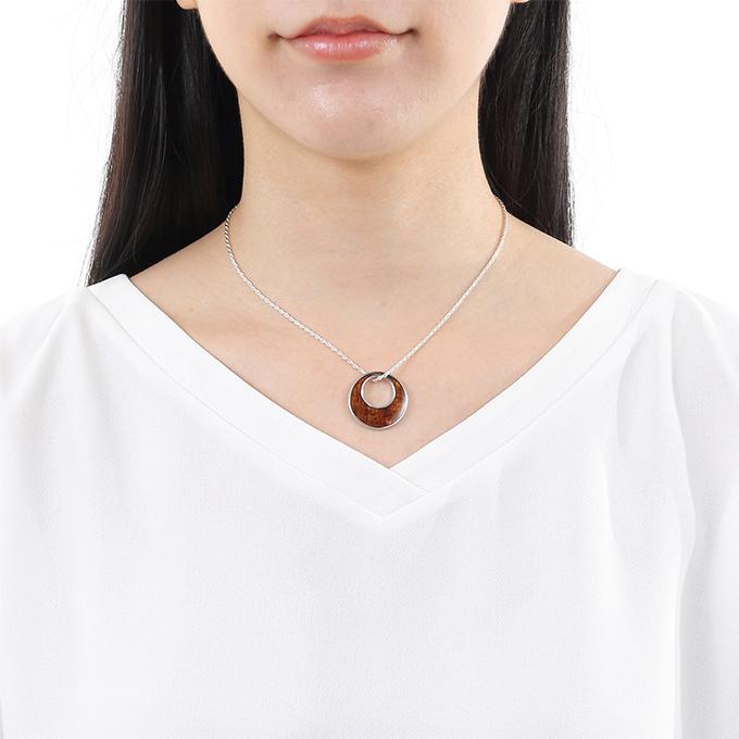 ハワイアンジュエリーネックレス ペンダント サークル タイプ レディース 真鍮 コア ウッド アクセサリー NO kt704の画像