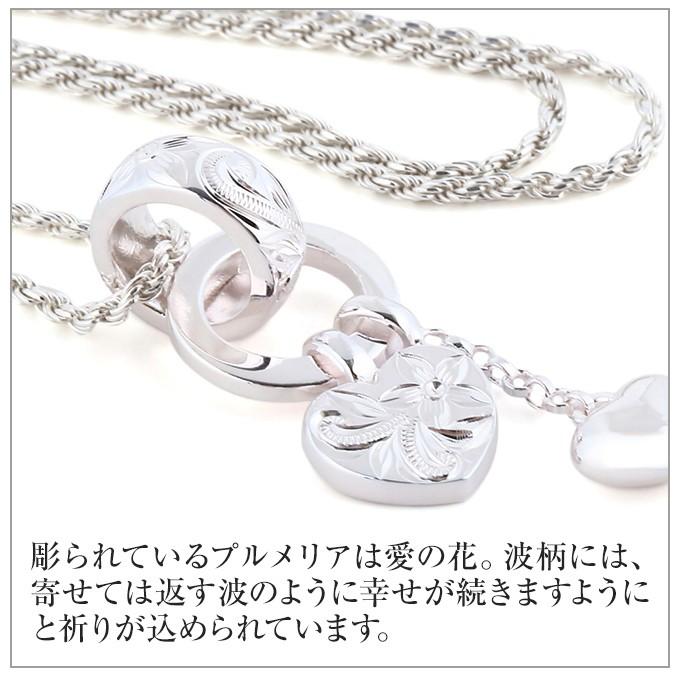 ハワイアンジュエリーネックレス レディース シルバー925 誕生日プレゼント 女性 つけっぱなし ペンダント ハート チェーン付き プルメリア 40代 50代の画像