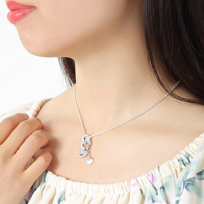 ハワイアンジュエリーネックレス レディース シルバー925 誕生日プレゼント 女性 つけっぱなし ペンダント ハート チェーン付き プルメリア 40代 50代の画像