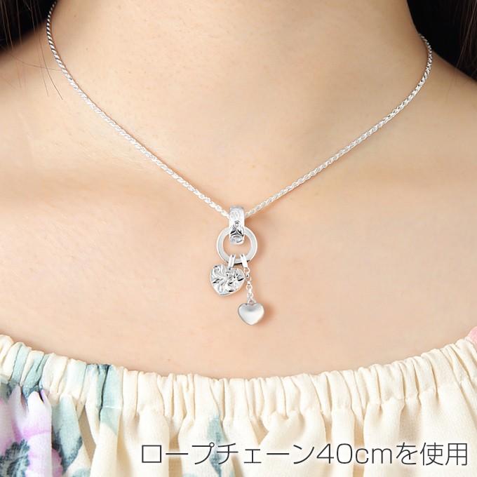 ハワイアンジュエリーネックレス レディース シルバー925 誕生日プレゼント 女性 つけっぱなし ペンダント ハート チェーン付き プルメリア 40代 50代の画像