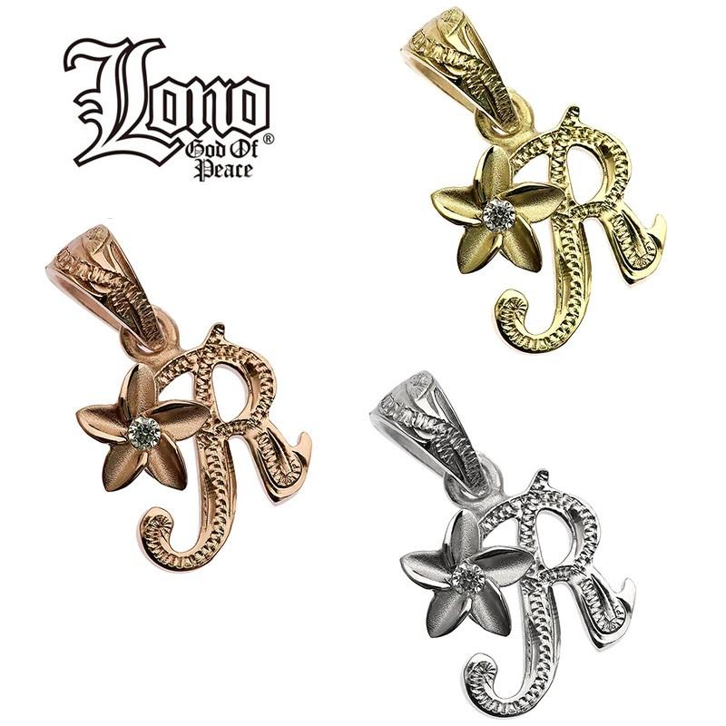 ハワイアンジュエリー LONO ロノ14金 ゴールド プルメリアイニシャルペンダント メンズ レディース ハワイアン プレゼント 男性 ハワイ