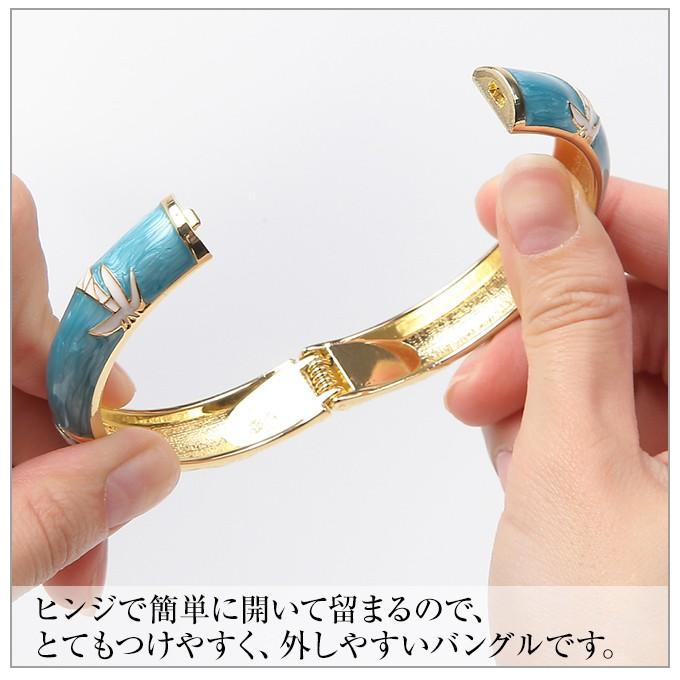 ハワイアンジュエリーバングル 腕輪 ブレスレット プルメリア ジルコニア レディース ファッションエナメルバングル フリーサイズ フラダンス  爆買 |  | 08