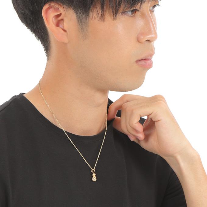 ハワイアンジュエリーネックレス 【チェーン付】 ゴールド ペンダント 14K 14金 イエローゴールド パイナップル 果物 フルーツ 波 レディースの画像