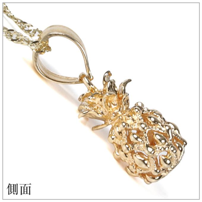 ハワイアンジュエリーネックレス 【チェーン付】 ゴールド ペンダント 14K 14金 イエローゴールド パイナップル 果物 フルーツ 波 レディースの画像